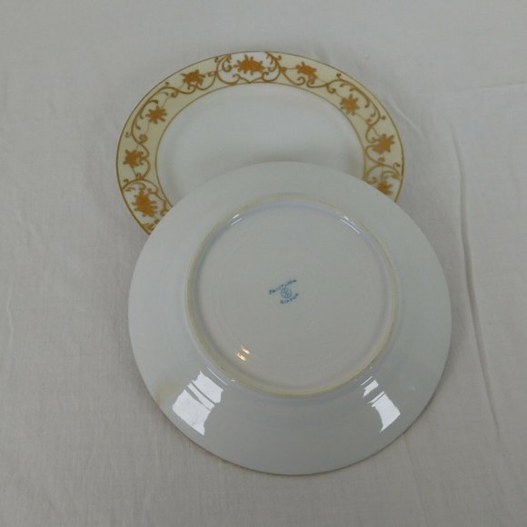 Lot 2 Antique Nippon Spoke Mark Hand Paint Bread Butter Plate Gold White Yellow - Picture 4 of 10